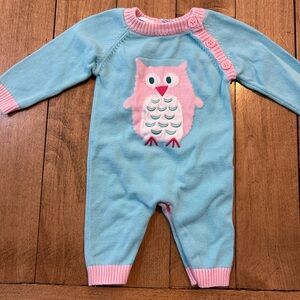 BabiesRUs Blue and Pink Owl Sweater Knit One Piece